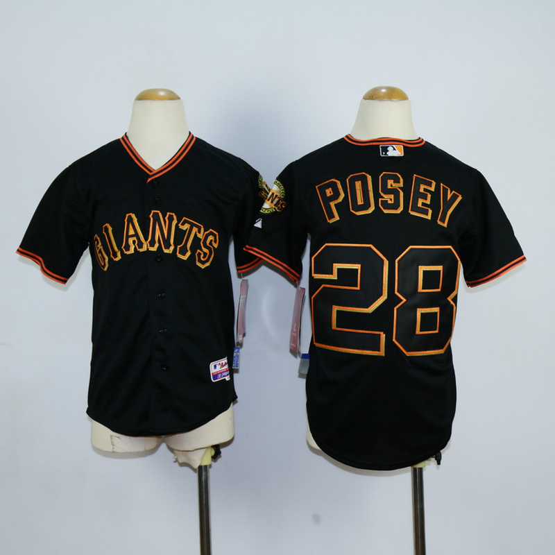Youth San Francisco Giants #28 Posey Black MLB Jerseys->->Youth Jersey